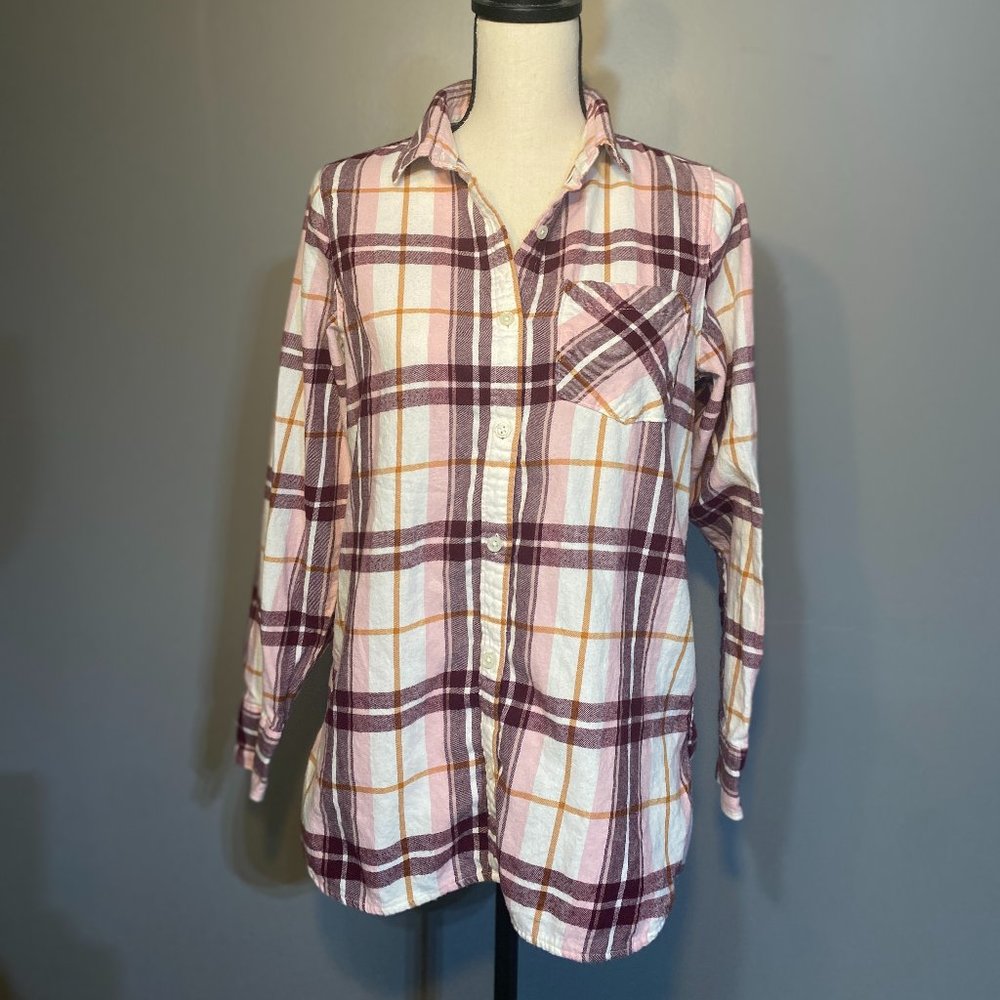 Old Navy Plaid Button Down Flannel Tunic Shirt